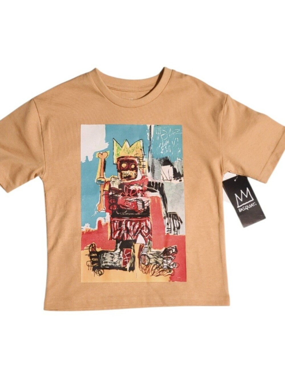 Zara Kids x Basquiat Crown Skull Graphic T-Shirt Peach Terracotta Size 4-5 XS
